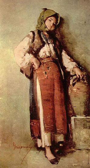 Nicolae Grigorescu Bauerin mit Krug oil painting picture